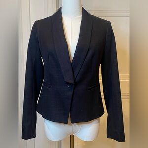 Ann Taylor Black Blazer Jacket 4P Spring Cotton Blend Structured Jacket